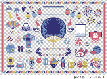 日本の夏祭りアイコンセット 126703631