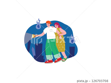 肝試しをするカップル 126703708