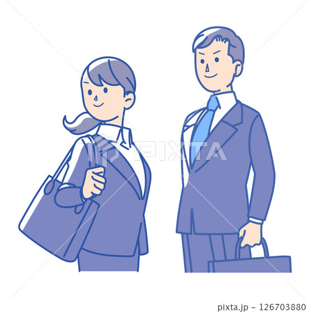 スーツ姿の男女のイラスト 126703880