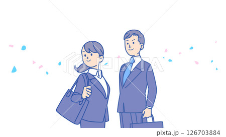 スーツ姿の男女のイラスト スーツ姿の男女のイラスト 126703884