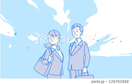 スーツ姿の男女のイラスト スーツ姿の男女のイラスト 126703888