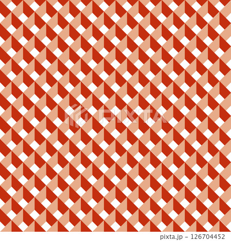 格子模様の箱型騙し絵 背景素材 視覚効果 スウォッチ対応 赤 紅 126704452