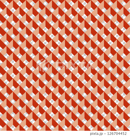 格子模様の箱型騙し絵 背景素材 視覚効果 スウォッチ対応 赤 紅 126704452