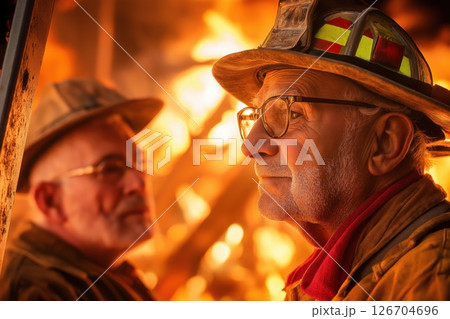 Firefighter helps elderly man escape danger in critical rescue during blaze 126704696