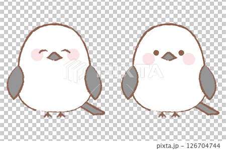 かわいいシマエナガの手描き風のキャラクターイラスト 126704744