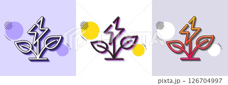 Eco power line icon. Halftone dotted pattern. Gradient icon with grain shadow. Clean electric energy sign. Charging symbol. Line eco power icon. Various designs. Vector 126704997