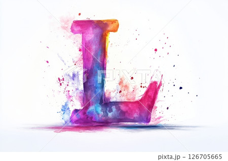 The letter L is in a splash of colors 126705665