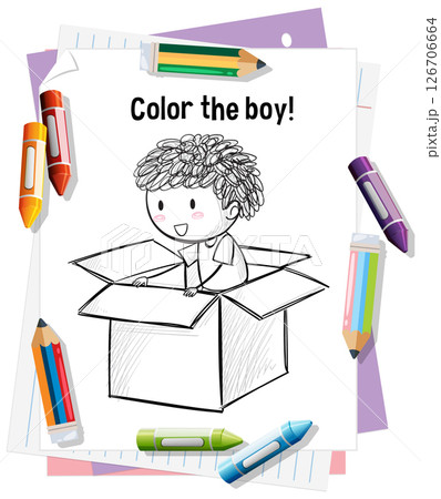Coloring Fun with Boy in Box 126706664