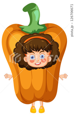 Child in Bell Pepper Costume Illustration 126706671