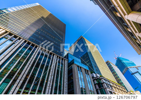 日本の東京都市景観5月。日本橋や日本橋一丁目の再開発事業などを望む。新時代に…＝28日 126706797