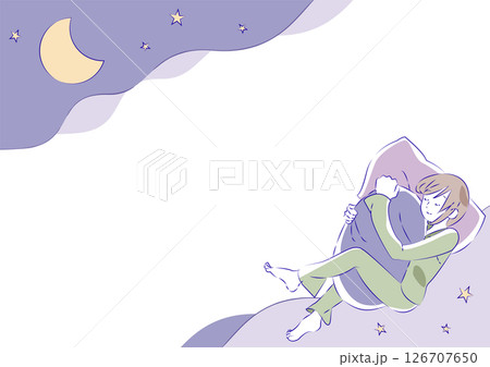 夜にぐっすり眠る女性のイラスト 夜にぐっすり眠る女性のイラスト 126707650