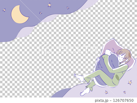 夜にぐっすり眠る女性のイラスト 夜にぐっすり眠る女性のイラスト 126707650