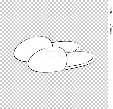 シンプルなスリッパの白黒線画イラスト 126707655
