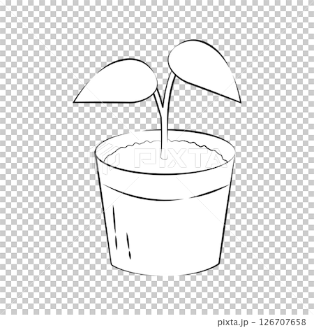 雙葉花盆的簡單線條畫插圖 雙葉花盆的簡單線條畫插圖 126707658