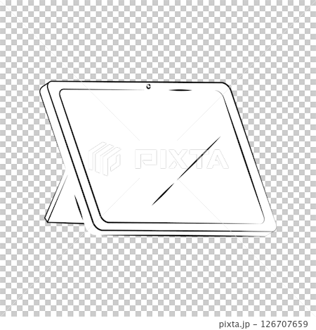 一個簡單的平板電腦支撐在支架上 126707659
