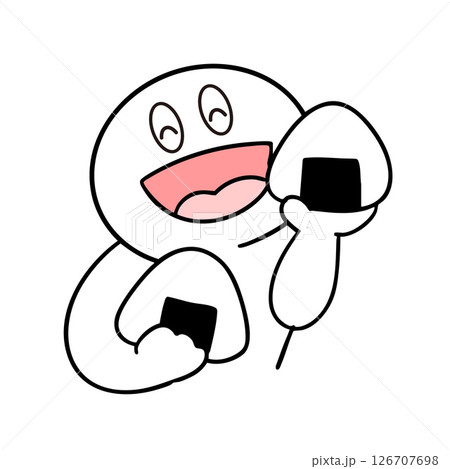 おいしくおにぎりを食べている棒人間 おいしくおにぎりを食べている棒人間 126707698