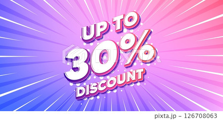 Discount tag sun rays gradient banner. Light burst background. Up to 30 percent discount. Sale offer price sign. Special offer symbol. Save 30 percentages. Gradient sun rays. Sunburst light. Vector Discount tag sun rays gradient banner. Light burst background. Up to 30 percent discount. Sale offer price sign. Special offer symbol. Save 30 percentages. Gradient sun rays. Sunburst light. Vector 126708063