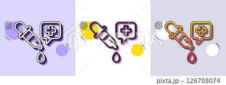 Chemistry pipette line icon. Halftone dotted pattern. Gradient icon with grain shadow. Laboratory sign. Analysis lab symbol. Line chemistry pipette icon. Various designs. Vector 126708074