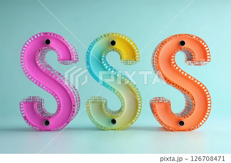 The three letters are in different colors 126708471