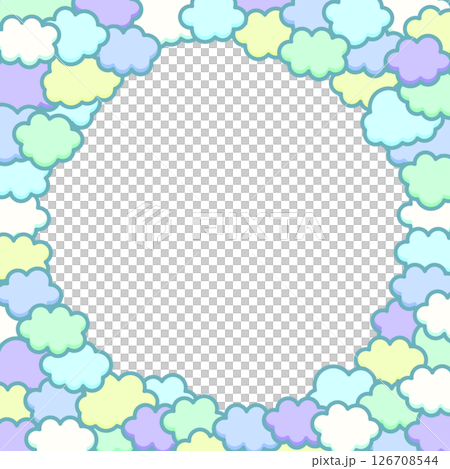 Cute cloud pop frame background material Fluffy Mofumofu Harajuku style Aquarium 126708544