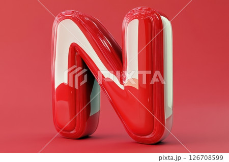 The letter N is made of red plastic and is sitting on a red background The letter N is made of red plastic and is sitting on a red background 126708599