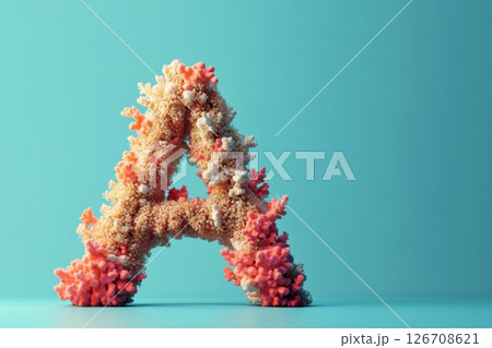 A letter made of coral and pink and white 126708621