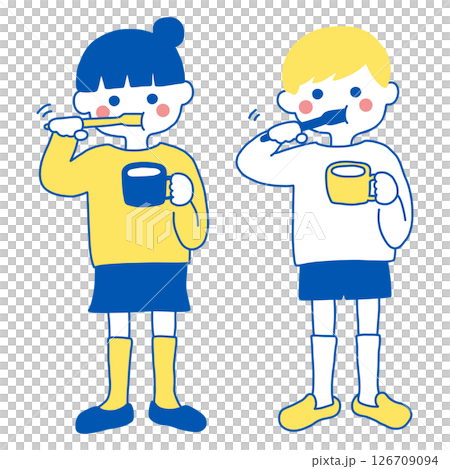 Children brushing their teeth 126709094