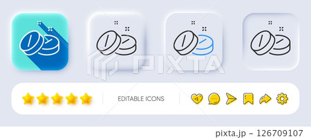 Medical tablet line icon. Neumorphic, Flat shadow, 3d buttons. Medicine drugs sign. Pharmacy medication symbol. Line medical tablet icon. Social media icons. Vector 126709107