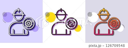 Worker line icon. Halftone dotted pattern. Gradient icon with grain shadow. Engineer Profile with cogwheel sign. Male Person silhouette symbol. Line engineer icon. Various designs. Vector Worker line icon. Halftone dotted pattern. Gradient icon with grain shadow. Engineer Profile with cogwheel sign. Male Person silhouette symbol. Line engineer icon. Various designs. Vector 126709548