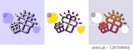 Gifts line icon. Halftone dotted pattern. Gradient icon with grain shadow. Present box sign. Brand marketing symbol. Line gift icon. Various designs. Vector Gifts line icon. Halftone dotted pattern. Gradient icon with grain shadow. Present box sign. Brand marketing symbol. Line gift icon. Various designs. Vector 126709668