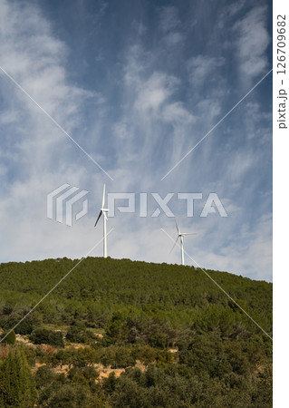 group of wind turbine on mountain group of wind turbine on mountain 126709682