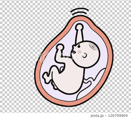 Illustration of a baby in the mother's womb (punch) 126709804