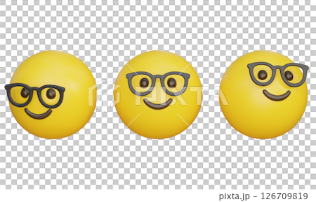 emoticon with glasses Emoji 3D Icon 126709819