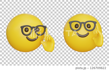 emoticon wearing glasses and raising his glasses with his hand 3D Icon 126709822