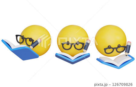 Emoji studying while wearing glasses 3D Icon 126709826