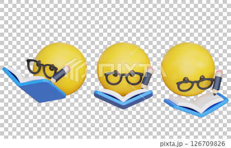 Emoji studying while wearing glasses 3D Icon 126709826