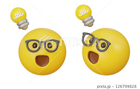 look of enlightenment with electric bulb Emoji 3D Icon 126709828