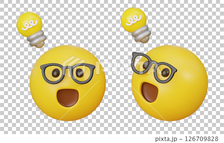 look of enlightenment with electric bulb Emoji 3D Icon 126709828