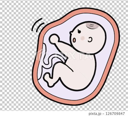 Illustration of a baby in the mother's womb (punch) 126709847