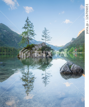 View of Hintersee lake in Berchtesgaden National Park Bavarian Alps, Germany View of Hintersee lake in Berchtesgaden National Park Bavarian Alps, Germany 126709851