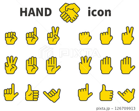 シンプルな手のアイコンセット 126709913