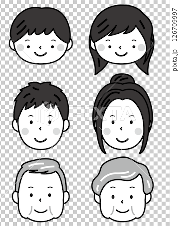 Three generations family icon illustration, monochrome 126709997