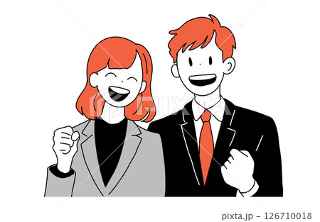 新社会人の男女の笑顔|応援・フレッシュな印象のビジネスイラスト 新社会人の男女の笑顔|応援・フレッシュな印象のビジネスイラスト 126710018