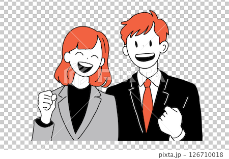 新社会人の男女の笑顔|応援・フレッシュな印象のビジネスイラスト 新社会人の男女の笑顔|応援・フレッシュな印象のビジネスイラスト 126710018