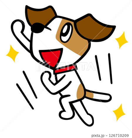 ジャックラッセルテリア犬キャラクター　勝利ポーズ 126710209