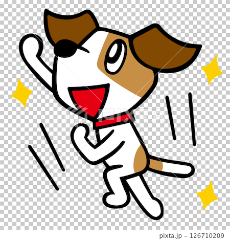 ジャックラッセルテリア犬キャラクター　勝利ポーズ 126710209