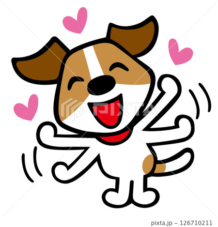 ジャックラッセルテリア犬キャラクター　両手を振る大好きポーズ 126710211