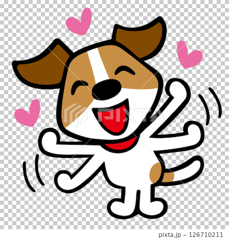 ジャックラッセルテリア犬キャラクター　両手を振る大好きポーズ 126710211