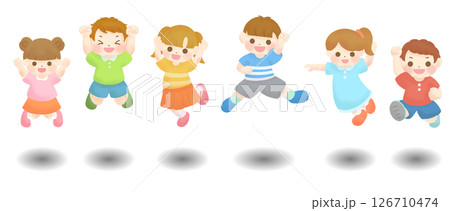 ジャンプする子どものシンプルなイラスト 126710474