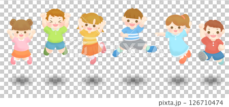 ジャンプする子どものシンプルなイラスト 126710474